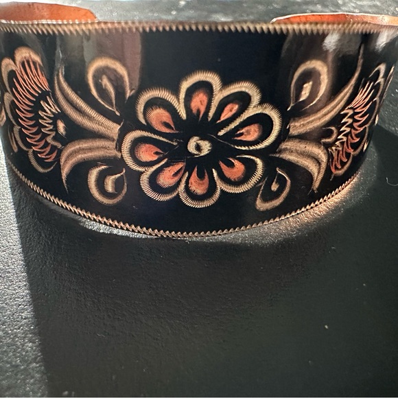 Vintage Painted Copper Bracelet - Picture 2 of 9